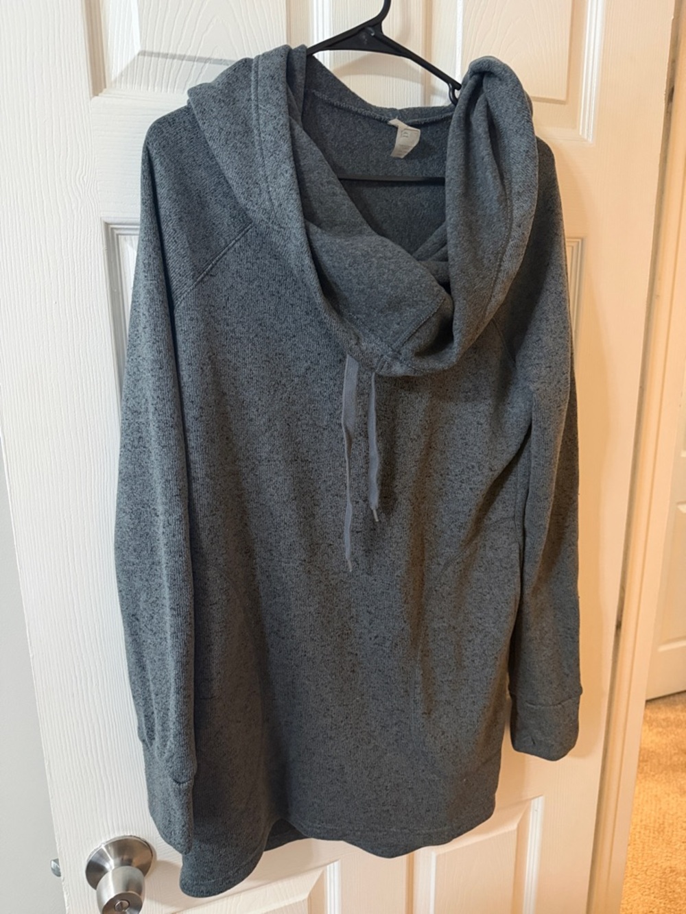 lola Charcoal Gray Cowl-Neck Hoodie Sweater